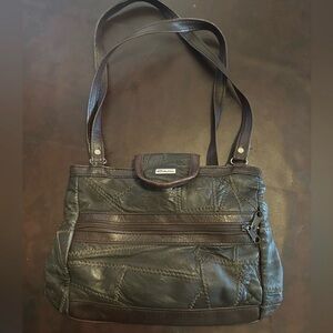 Giani Bernini Dark Brown Patchwork Leather Shoulder Bag